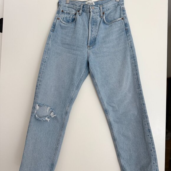 Agolde '90s Ripped Mid Rise Crop Relaxed Straight Leg Jeans - Picture 1 of 7